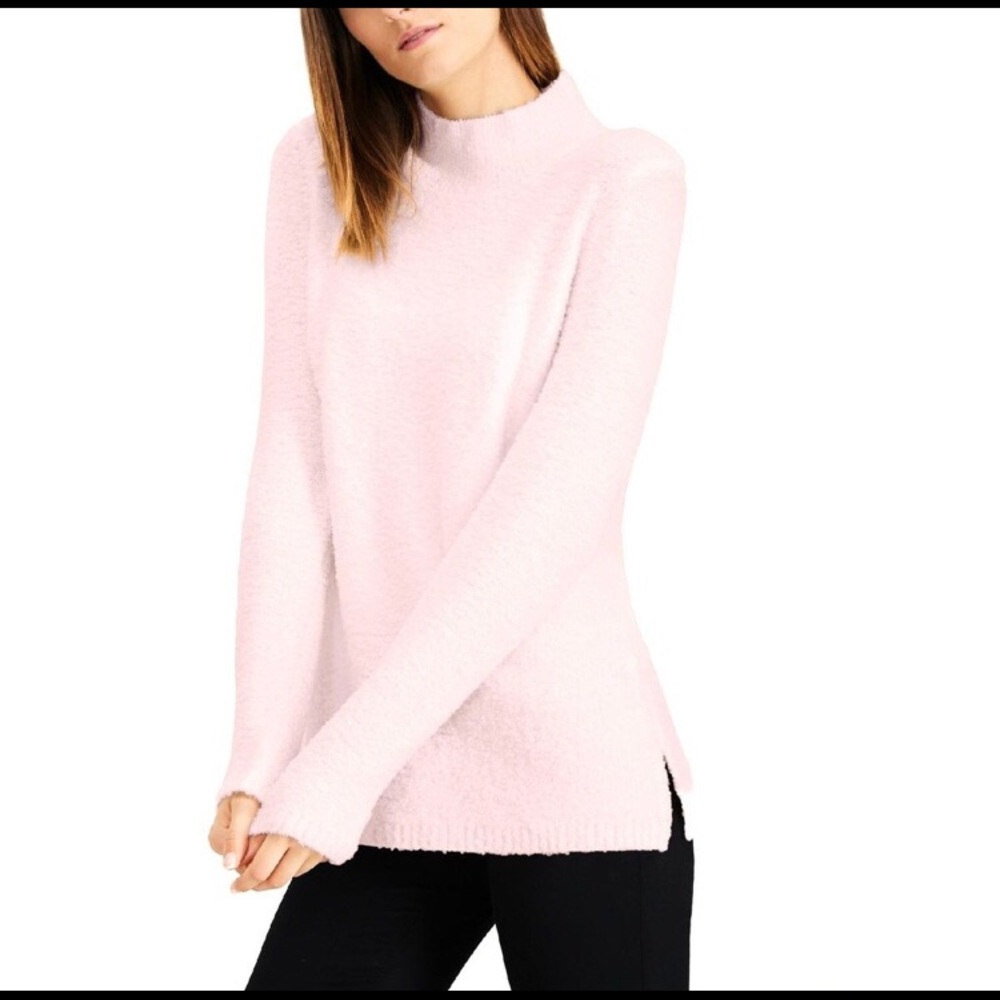 NWT Calvin Klein Pink Mock Neck Textured Sweater